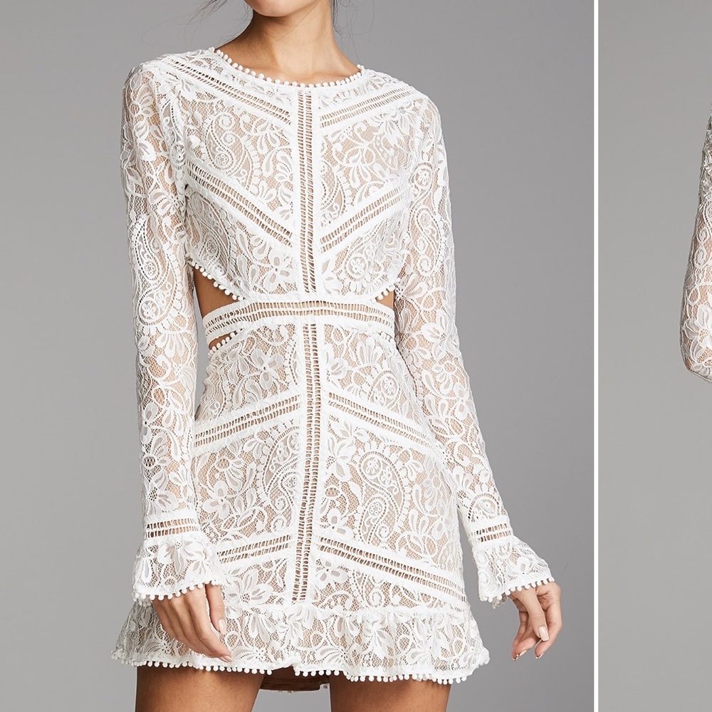 For Love And Lemons White Lace Long Sleeve Dress
